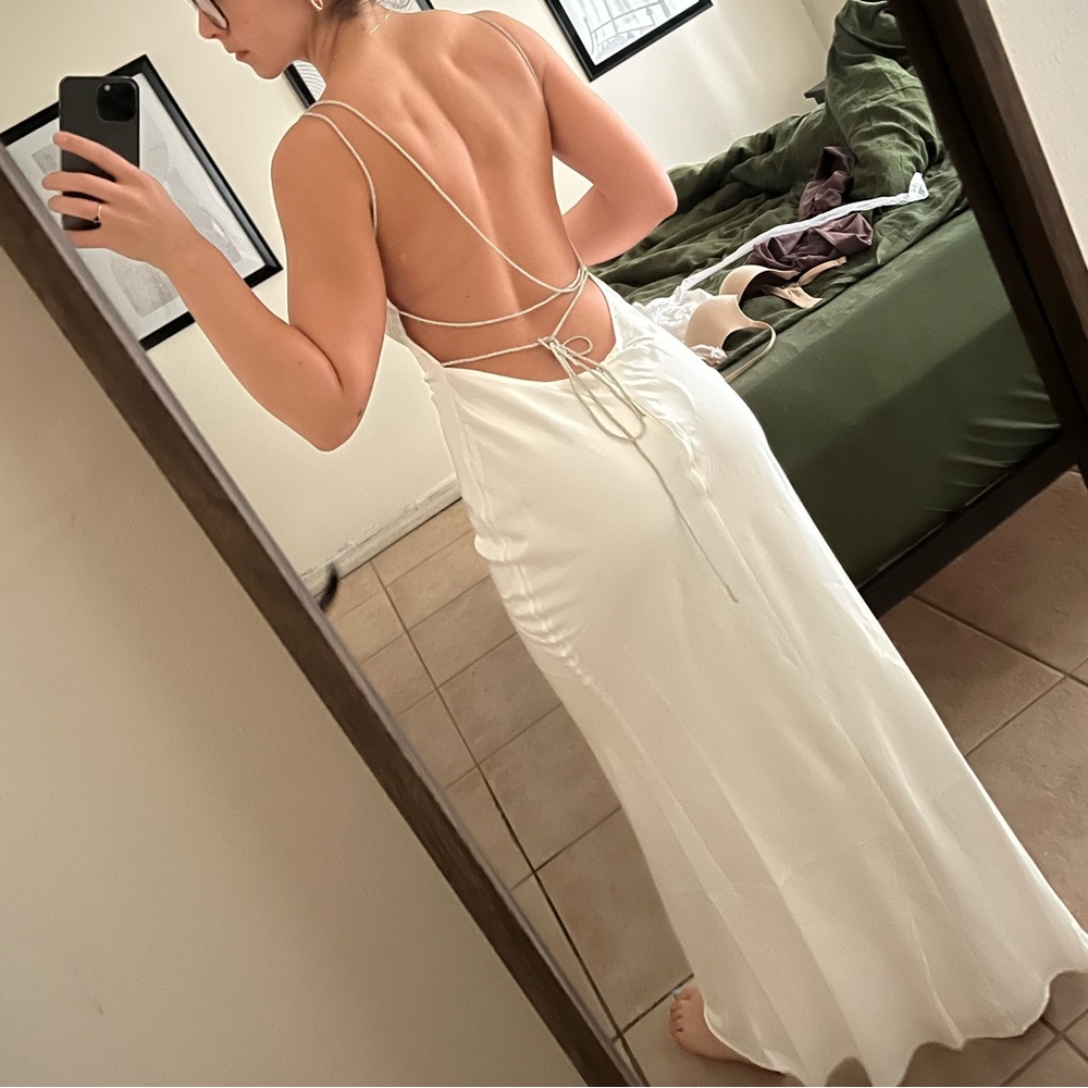Formal white open back dress